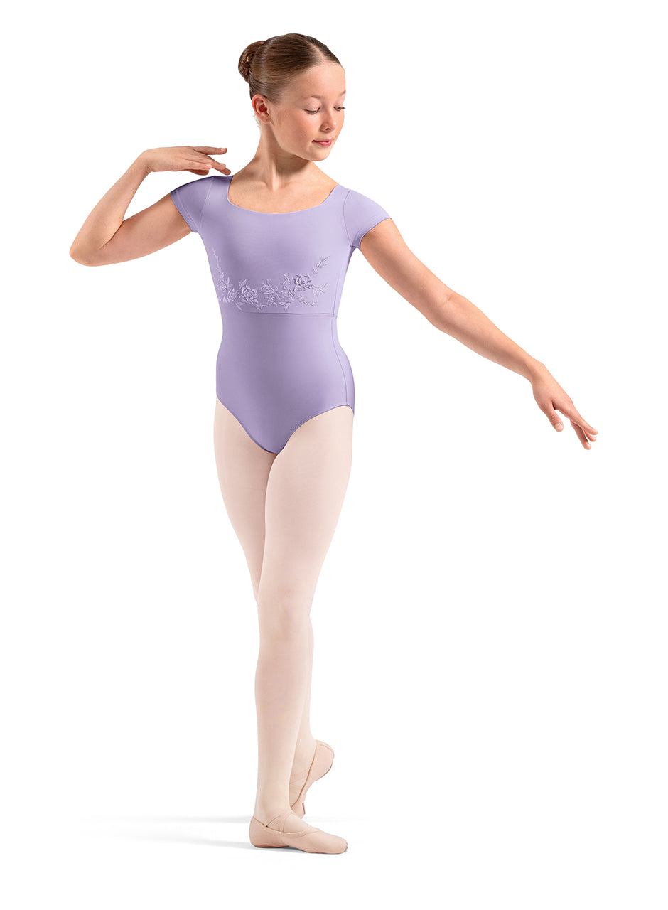 Floral EMB Cap Sleeve Leotard