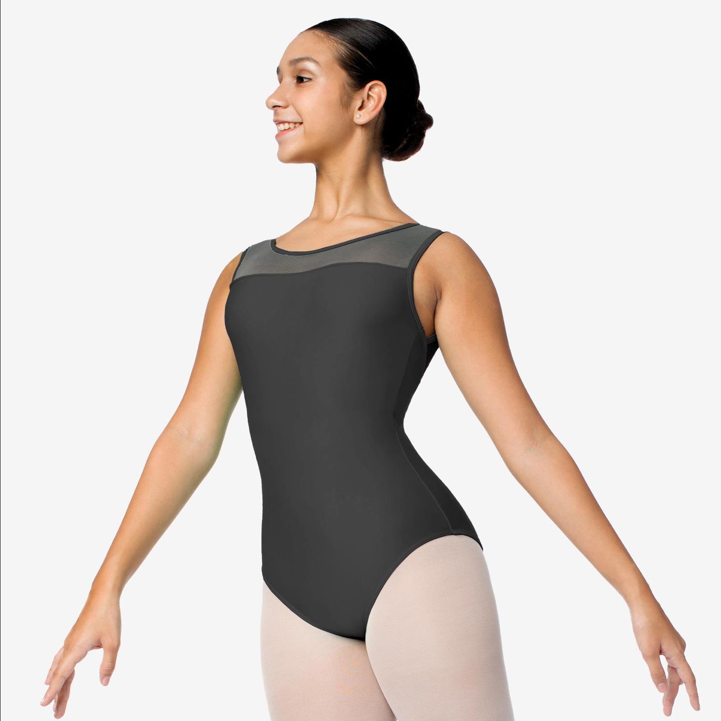 Black mesh strap leotard