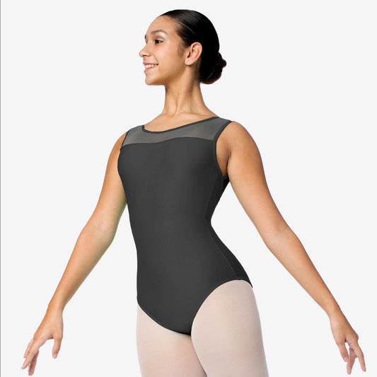 Black mesh strap leotard