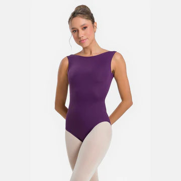 Kirsten Adult Tank Boat Neck Leotard With Low Back