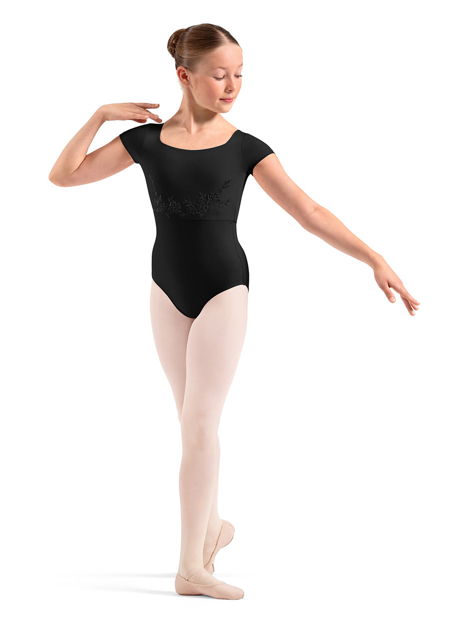Floral EMB Cap Sleeve Leotard