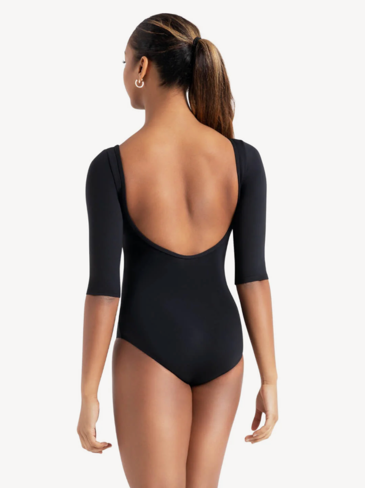 Boatneck 3/4 Sleeve Leotard with Open Back (SKU:TB243W)